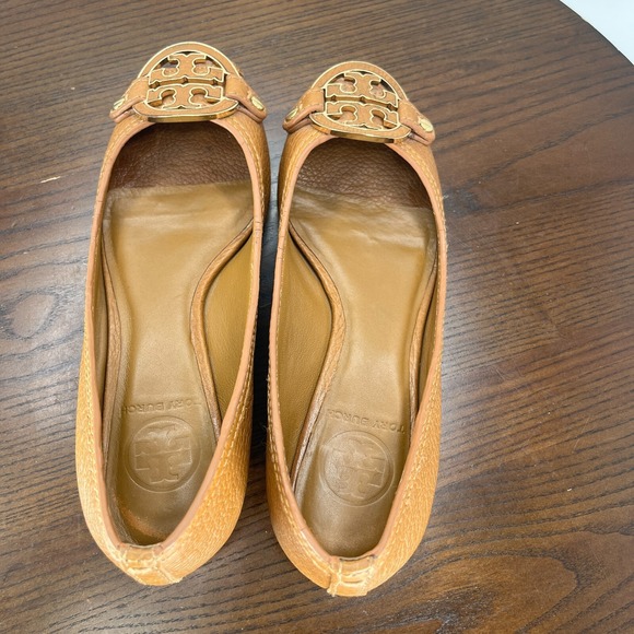Tory Burch Shoes Women's 6.5M Brown Pebbled Leather Peep Toe Pump Wedge 11128602 - Picture 10 of 16
